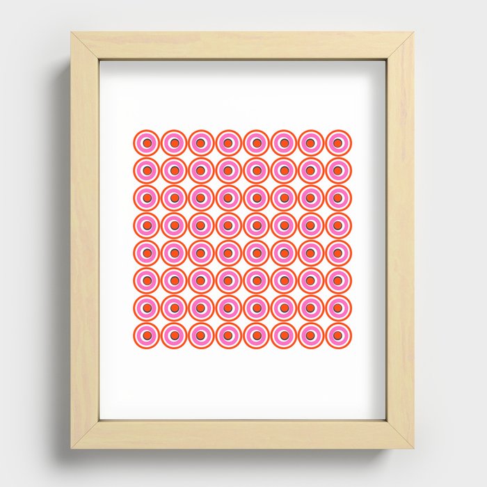 Modern Geometric Abstract Circles Pink and Red Recessed Framed Print