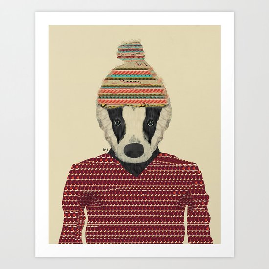 seb the badger Art Print