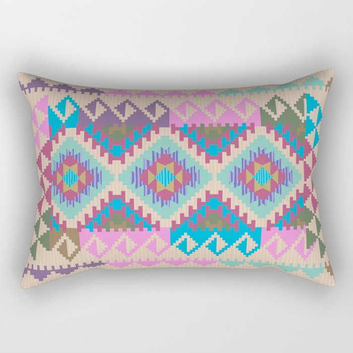 Colorful Aztec Rug Rectangular Pillow