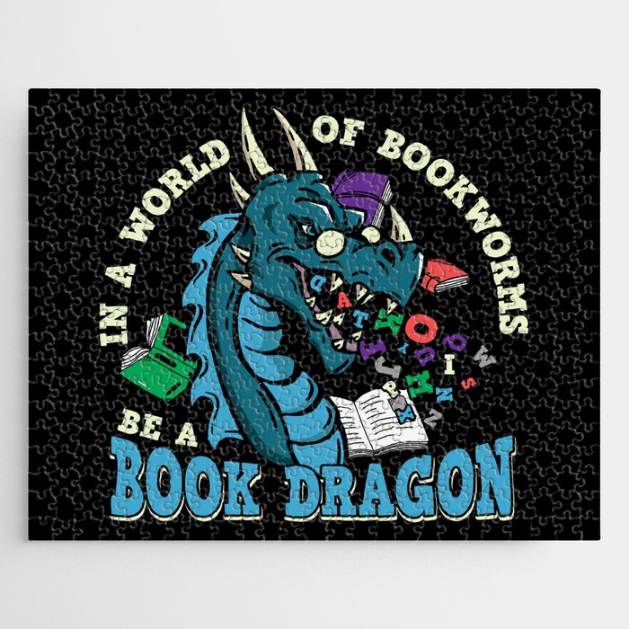 In A World Of Bookworms Be A Book Dragon Jigsaw Puzzle