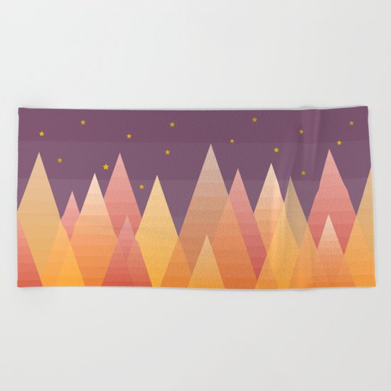 Geometric Lake Mountain III - Fall Beach Towel