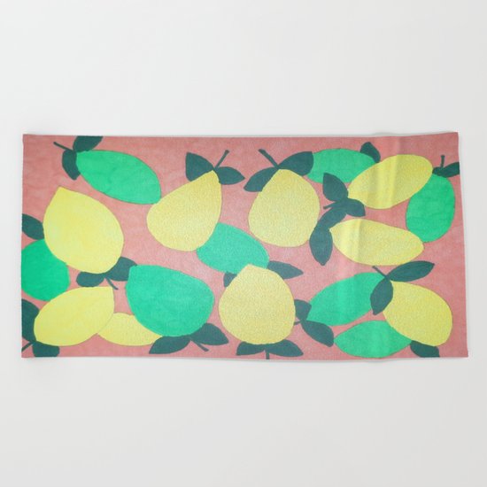 Lemony Fresh Citrus Pattern Beach Towel