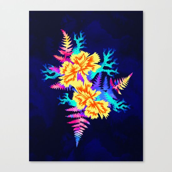Coral Carnation - Yellow/Blue Canvas Print