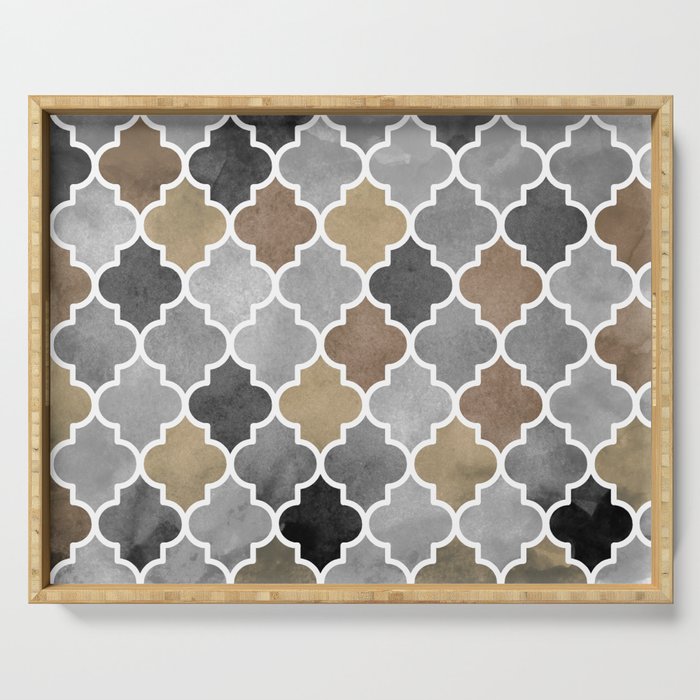 Moroccan Pattern Gray Serving Tray