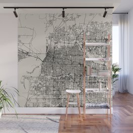 black and white Memphis city map Wall Mural