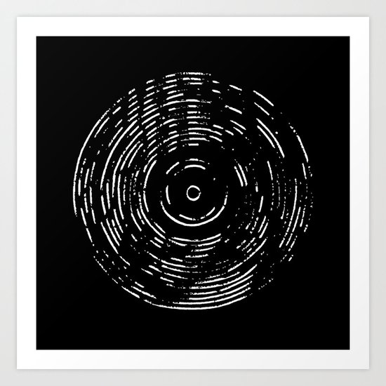 Record White on Black Art Print
