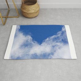 Clouds with blue heart design Rug