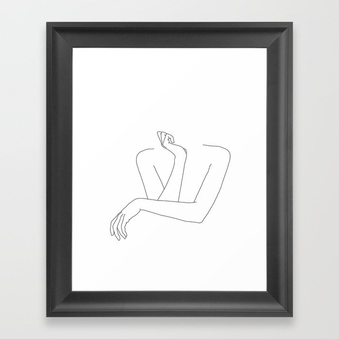 Minimal line drawing of woman's folded arms - Anna Gerahmter Kunstdruck