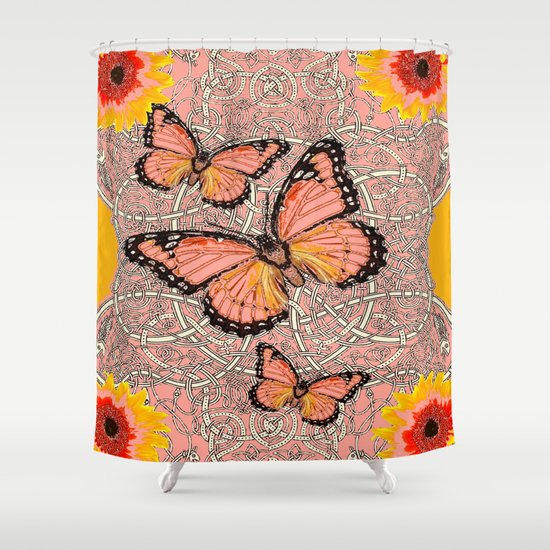Coral Colored Monarch Butterflies Fantasy Art Shower Curtain By Sharlesart Society6