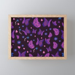 Purple Black butterfly pattern  Framed Mini Art Print