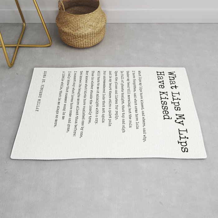 What Lips My Lips Have Kissed - Edna St. Vincent Millay Poem - Literature - Typewriter Print Rug