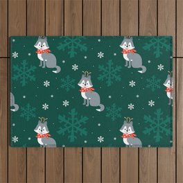 Colorful Seamless Pattern with Cute Dog in Christmas Costume 01 Outdoor Rug
