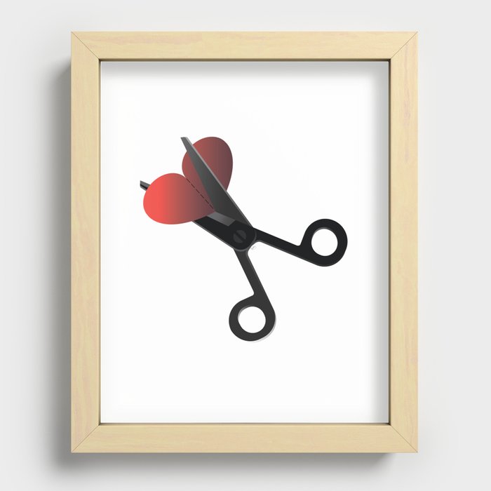 Valentine Heart Scissors Recessed Framed Print