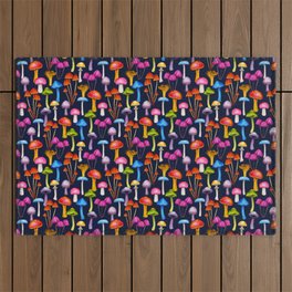 Colorful Mushrooms in Bright, Happy Hues Outdoor Rug