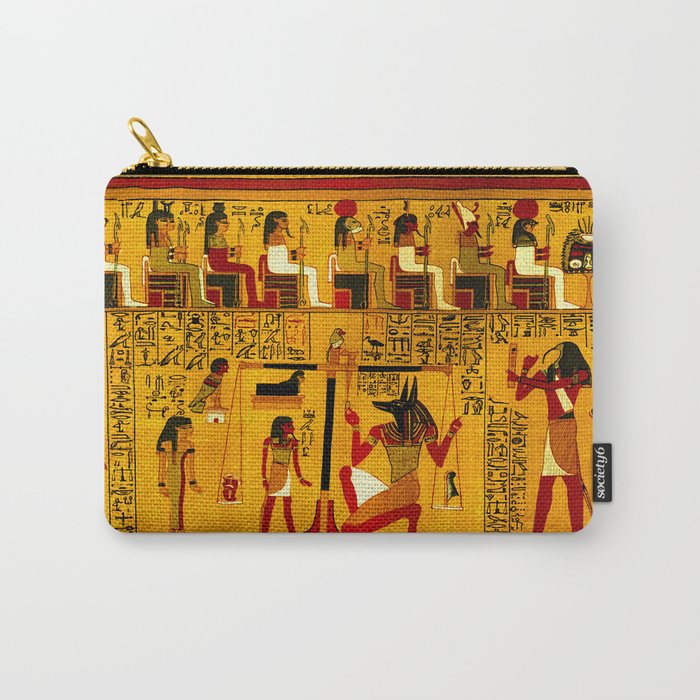 Book of the Dead - The Weighing of the Heart Ritual - Papirus of Ani - Thebes - Egypt - ca. 1250 BCE - New Kingdom - Dynasty XIX - Ancient Egyptian Hieroglyphic Text with Spells, Prayers, and Incantations - Enhanced Version - Amazing Oil painting - Carry-All Pouch