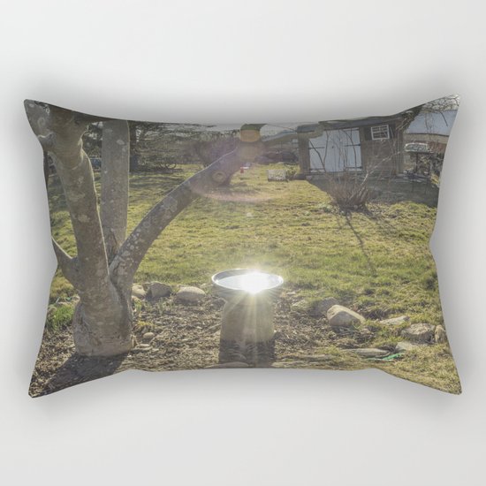 Birdbath Reflections Rectangular Pillow