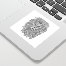 Brother Lion Sticker | Abstract, Animal, Black and White, Illustration 