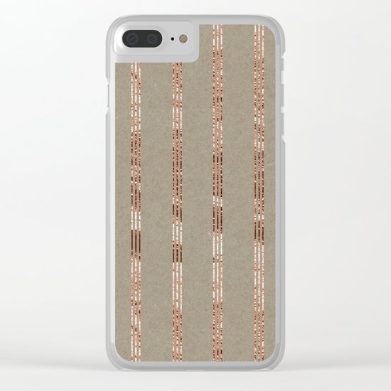 Rose gold stripes on natural grain Clear iPhone Case