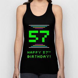 [ Thumbnail: 57th Birthday - Nerdy Geeky Pixelated 8-Bit Computing Graphics Inspired Look Tank Top ]