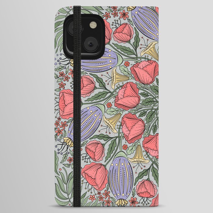 Tulips and Wildflower Mandala iPhone Wallet Case