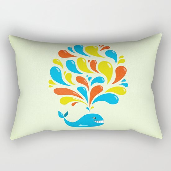 Colorful Swirls Happy Cartoon Whale Rectangular Pillow