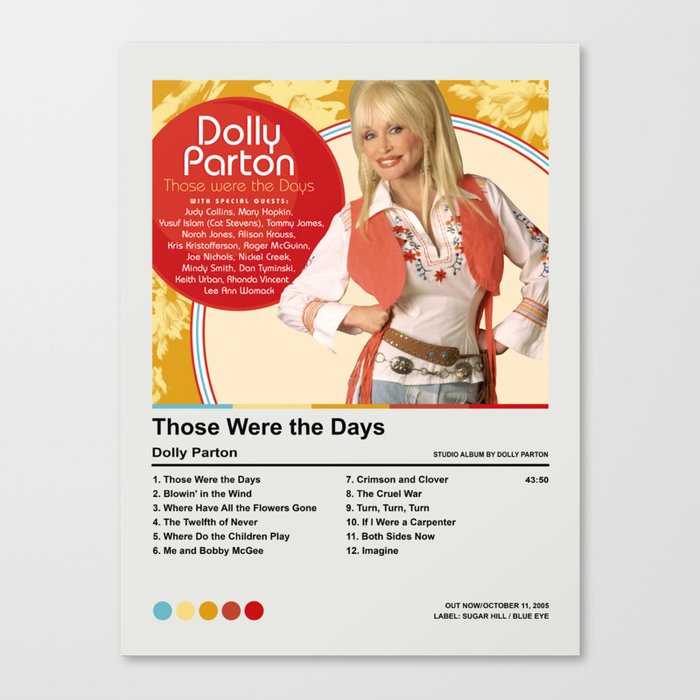 Dolly Parton - Those Were the Days Album Poster Canvas Print