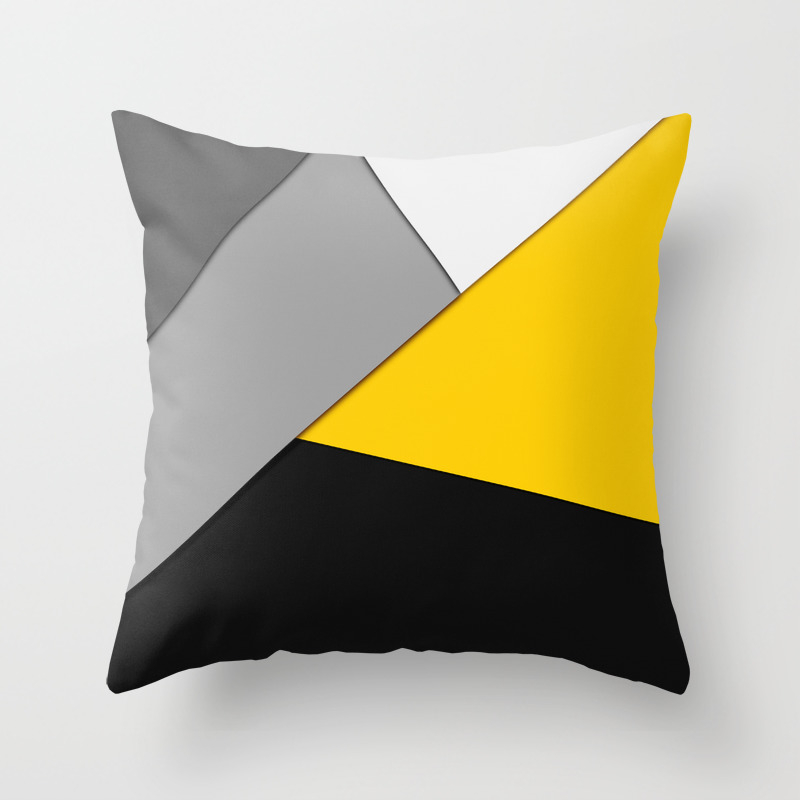 Simple Modern Gray Yellow And Black Geometric Throw Pillow By