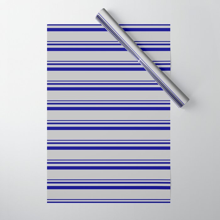 Dark Blue and Grey Colored Pattern of Stripes Wrapping Paper
