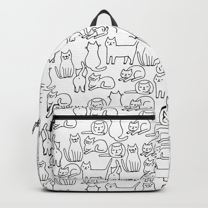 Funny sketchy white kitty cats Backpack