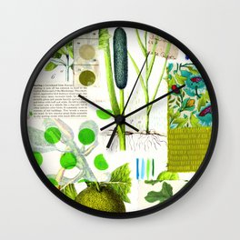 Green Botanical by Pam Smilow Wall Clock