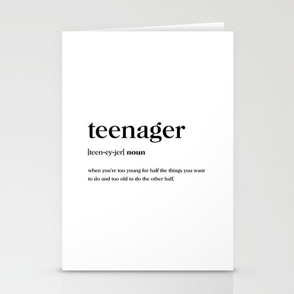 Teenager Definition Stationery Cards