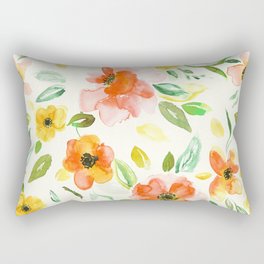 Warm Autumnal Floral Pattern Rectangular Pillow