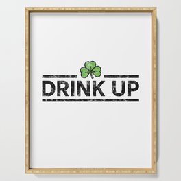 DRINK UP - Irish Designs, Qoutes, Sayings - Simple Writing With a Clover Serving Tray