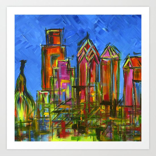 Philly Neon Skyline Art Print