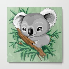 Koala Baby on the Eucalypt Branch Metal Print