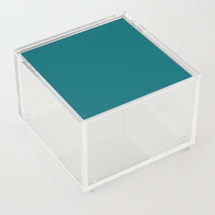 Dark Teal Solid Color Pantone Alexandrite 18-4835 TCX Shades of Blue-green Hues Acrylic Box