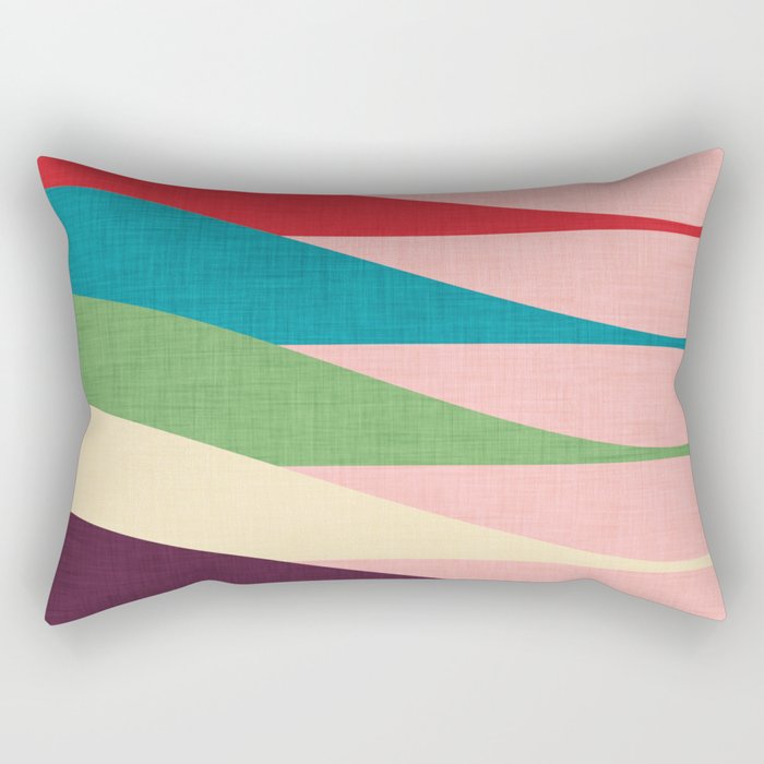 Mid century Modern Waves Pink Rectangular Pillow
