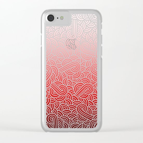 Ombre red and white swirls doodles Clear iPhone Case