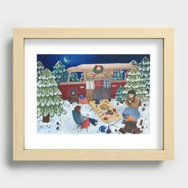 winter camping christmas card Recessed Framed Print