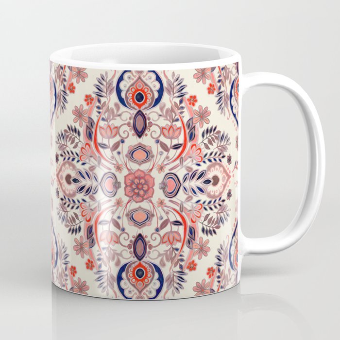 Modern Folk in Coral Red and Indigo Coffee Mug