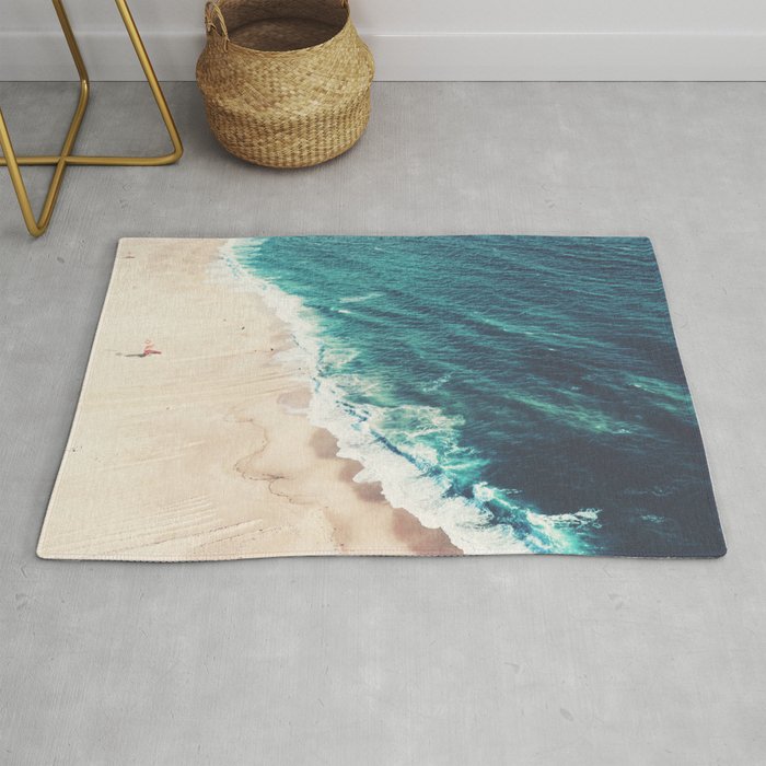 Aerial Beach Print - Aerial Ocean - Crashing Waves - Sea Travel photography  Rug