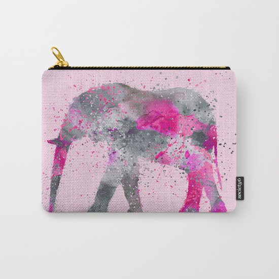 Crazy pink Elephant Paint Splatter Art Carry-All Pouch