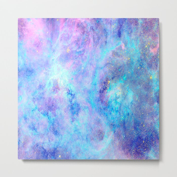 Bright Tarantula Nebula Aqua Lavender Periwinkle Metal Print