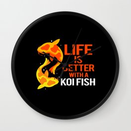 Koi Fish Life Better Japanease Carp Nishikigoi Wall Clock