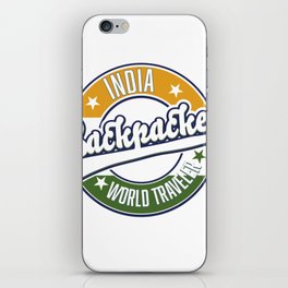 India backpacker world traveler retro logo. iPhone Skin