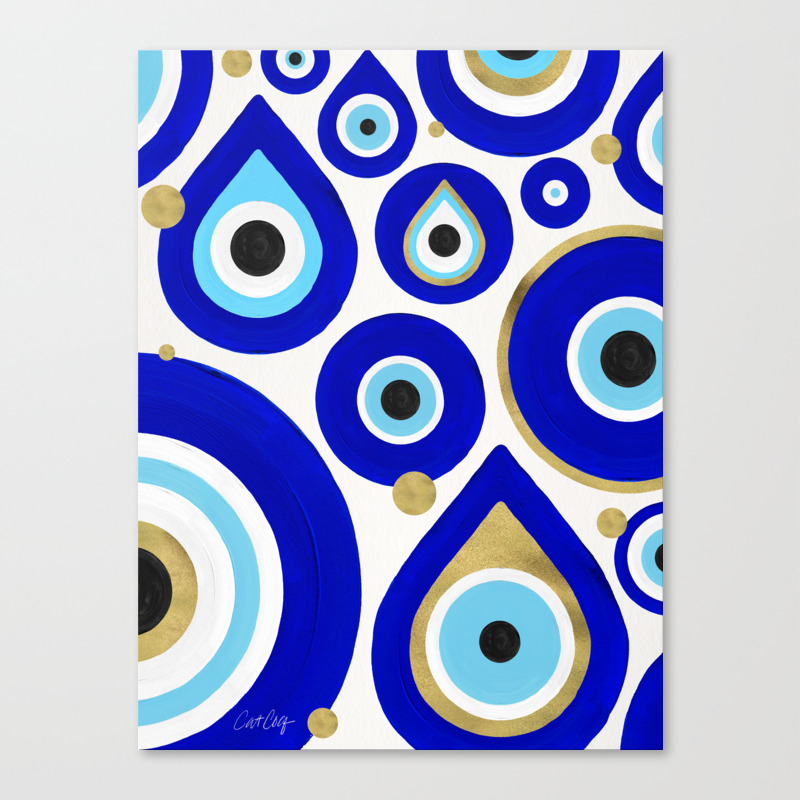 Evil Eye Charms On White Canvas Print By Catcoq Society6