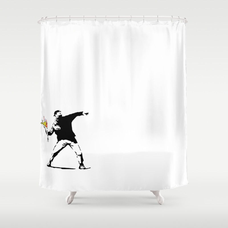 Banksy Flower Er Shower Curtain By, Banksy Shower Curtain
