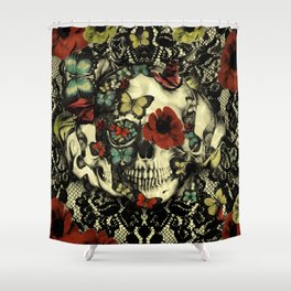 Vintage Gothic Lace Skull Shower Curtain
