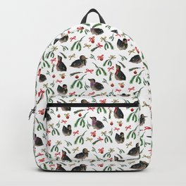 Little Ducks And Ornaments Christmas Winter Pattern Illustration Backpack