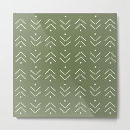 Arrow Geometric Pattern 29 in Forest Sage Green Metal Print